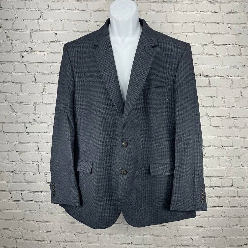 Marks & Spencer Black Blue Check Easy Care Sports Jacket Blazer Size 48